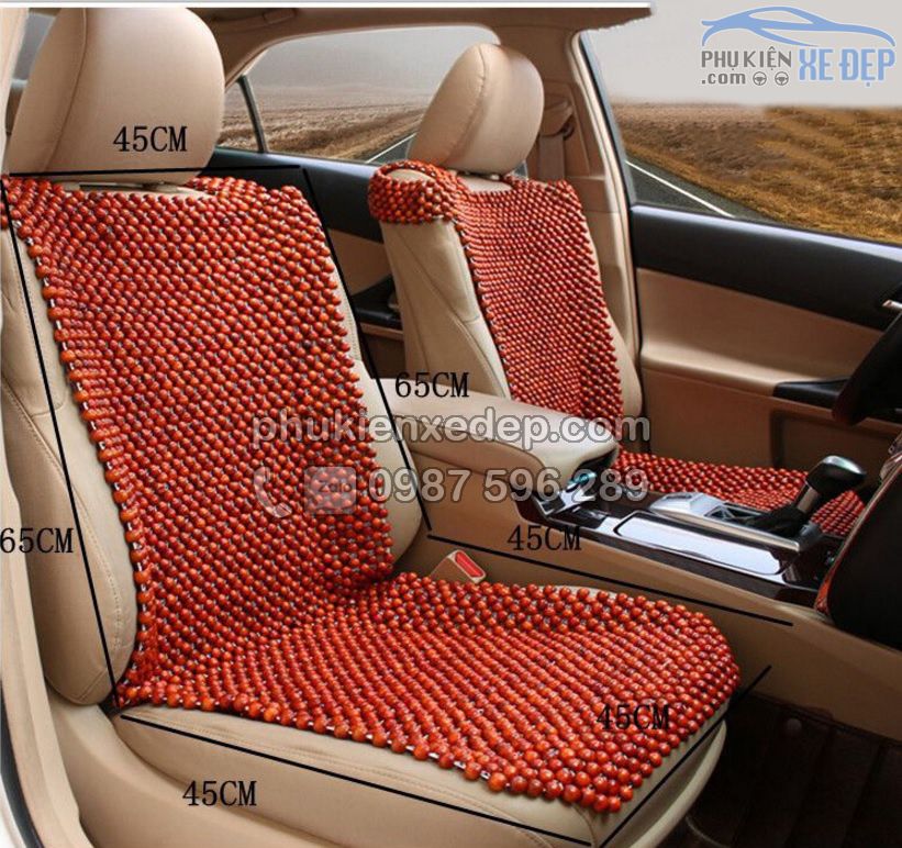 Lót ghế ô tô hạt gỗ Nhãn 6