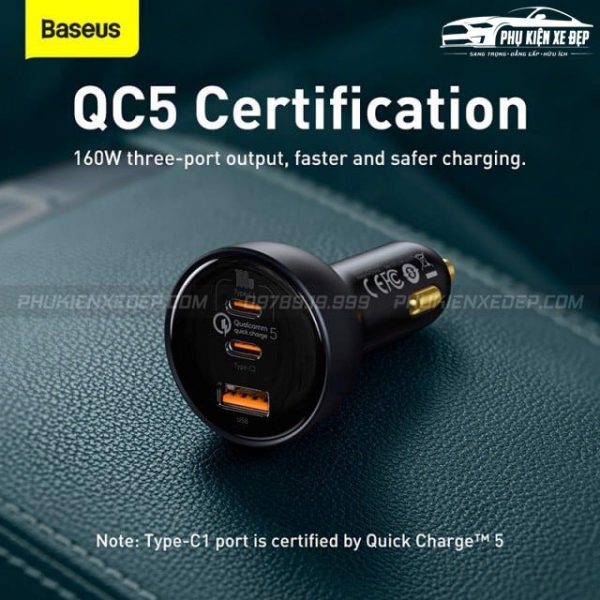 Tẩu Sạc Ô tô Baseus 160W 1 USB QC5.0 - 2 TypeC