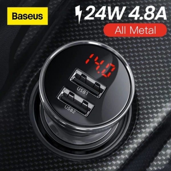 Tẩu sạc ô tô Baseus 24W - 2 cổng USB 4.8A