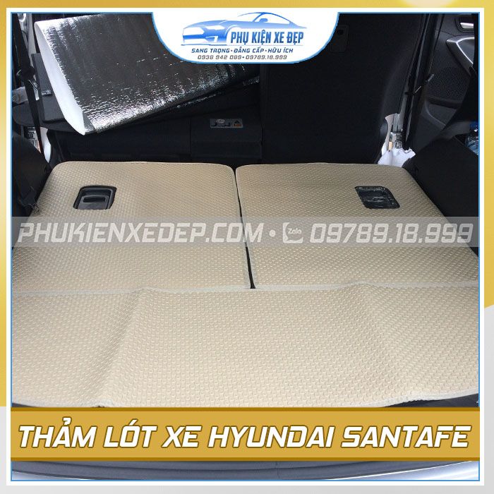Bộ thảm lót sàn ô tô Hyundai Santafe cao su Thái Lan MỚI
