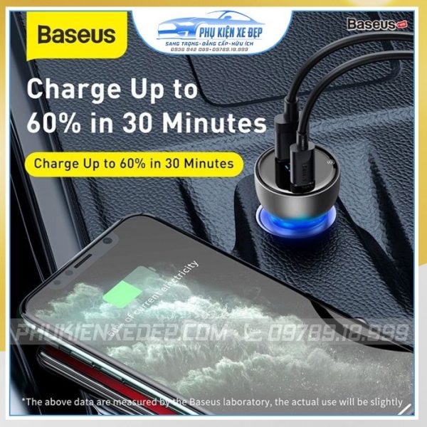 Tẩu sạc ô tô Baseus nhanh 65W Type-C USB
