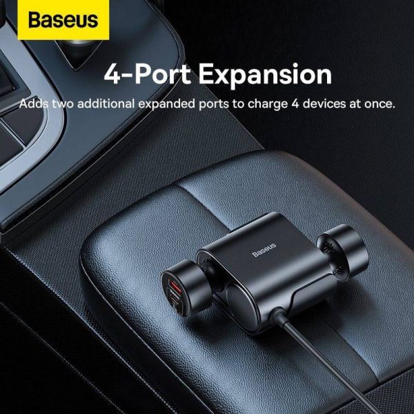 Chia Tẩu Sạc Ô tô Baseus 2 cổng + 1 TypeC + 1 USB Sạc Nhanh 30W