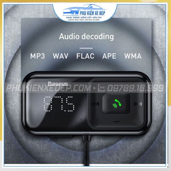 Tẩu sạc ô tô phát nhạc không dây Baseus T Typed S16 trợ đài FM nghe nhạc qua thẻ nhớ
