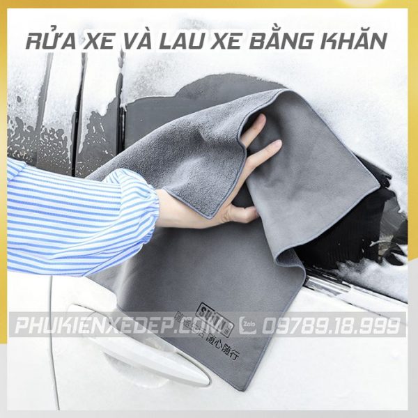 Khăn lau xe ô tô 2 lớp mặt Nhung Da Lộn