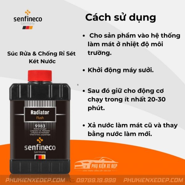 Dung dịch súc két nước Senfineco 9983 chống gỉ sét xả tản nhiệt