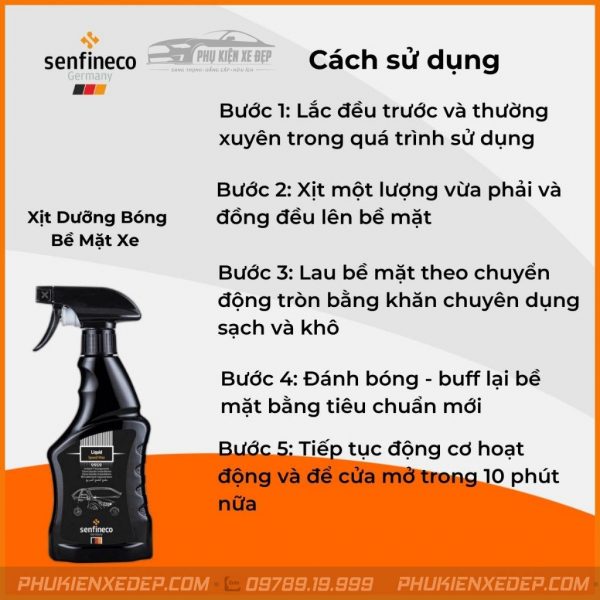 Sơn Xịt Bóng Không Màu Senfinico 9959 Xịt Dưỡng Bóng Nhanh Bề Mặt Cao Cấp